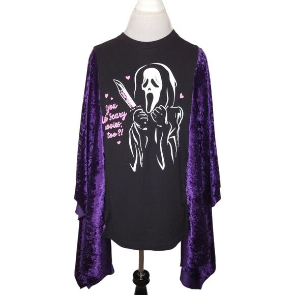 Boneyard Threadz Ghost Face "Do You Like Scary Movies, Too?" Upcycled Top O/S - Picture 1 of 10